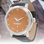 Nom Fille Garçon Femmes Hommes | Chocolat Brown<br><div class="desc">Nom personnalisé Fille garçon femmes hommes | Chocolat Brown Élégant Montre Moderne | Classique | Élégant | tendance | Style | Cadeau. Vous pouvez choisir d'ajouter votre nom, le nom d'un proche ou un message spécial. Qu'il s'agisse d'un cadeau sincère pour quelqu'un qui vous est cher ou d'un régal personnel,...</div>