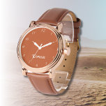 Nom Fille Garçon Femmes Hommes | Élégant<br><div class="desc">Nom personnalisé Fille garçon femmes hommes | Montre moderne élégante en rouille | Classique | Élégant | tendance | Style | Cadeau. Vous pouvez choisir d'ajouter votre nom, le nom d'un proche ou un message spécial. Qu'il s'agisse d'un cadeau sincère pour quelqu'un qui vous est cher ou d'un régal personnel,...</div>
