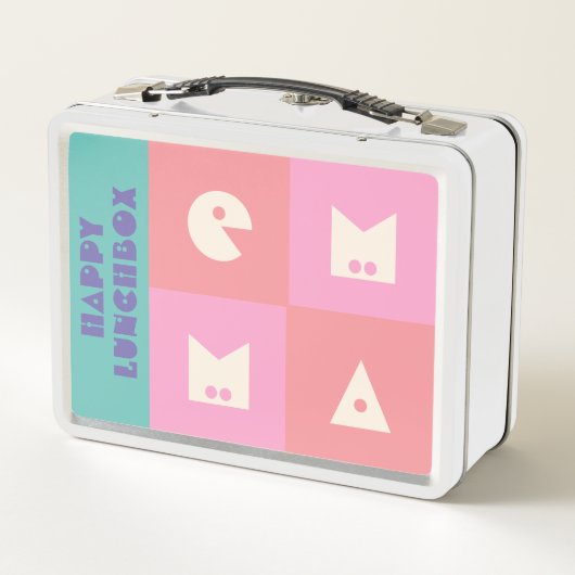 Nom fille rose personnalisable heureux Lunchbox (Dos)