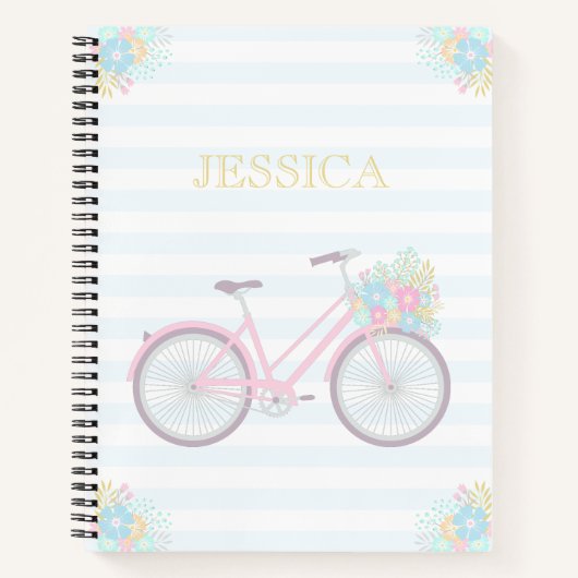 Nom Fleur Vélo Cute Pastel Hipster Carnet (Devant)