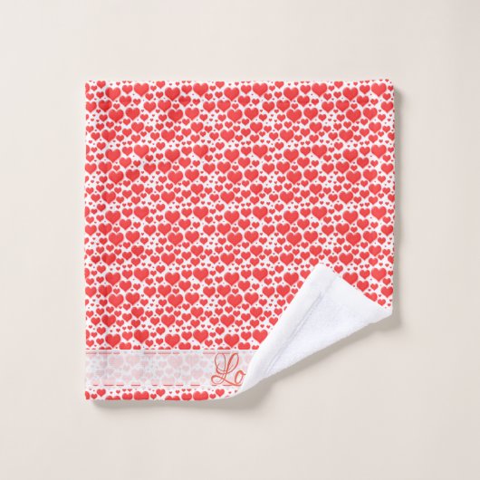 Nom Floating Red Valentine's Day Hearts Motif (Gant de toilette)