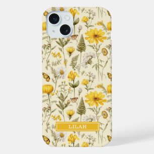 Nom floral aquarelle botanique jaune