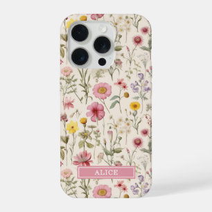 Nom floral aquarelle botanique rose