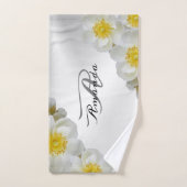 Nom Floral Monogramme Blanc Argent Élégant Moderne (Serviette à main)