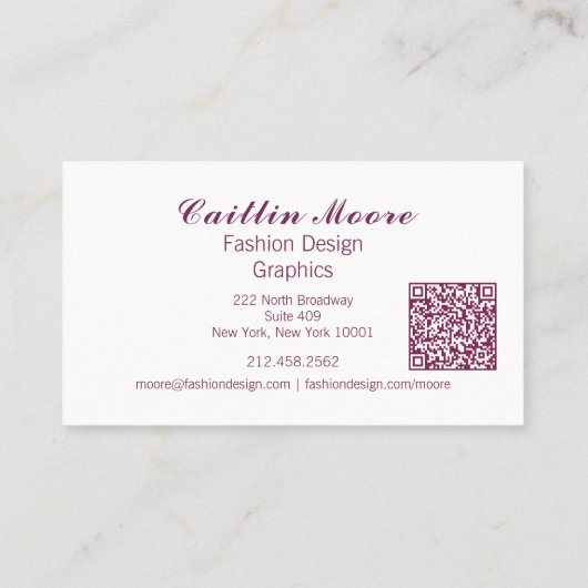 Nom floral & Monogramme QR Code Carte de visite (Dos)