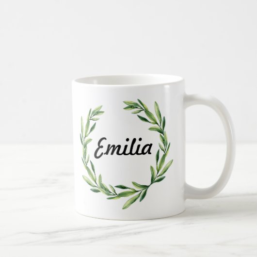 Nom Floral Personnalisé Monogramme Mug (Droite)