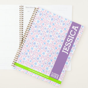 Nom floral pourpre personnalisé et monogramme