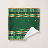 Nom géométrique Emerald Vert Et Or Unique (Gant de toilette)
