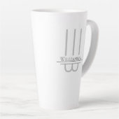 Nom Gris Monogramme Latte Mug (Angle droit)