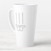 Nom Gris Monogramme Latte Mug (Angle gauche)