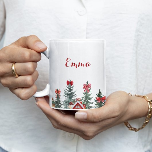 Nom Ho Ho Red Bow Christmas Tree Gig Mug