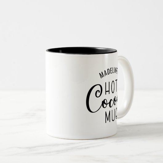 Nom Hot Cocoa Script à deux tons de café Mug (Devant droit)