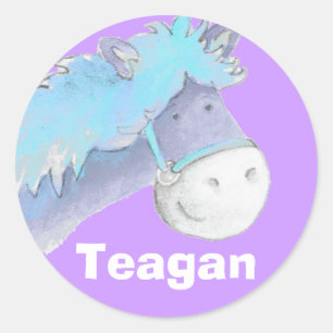 Nom ID "Teagen bleu violet cheval autocollants