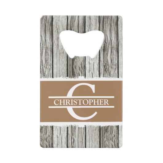 Nom initial customisé blanc brun rustique gris (Devant)