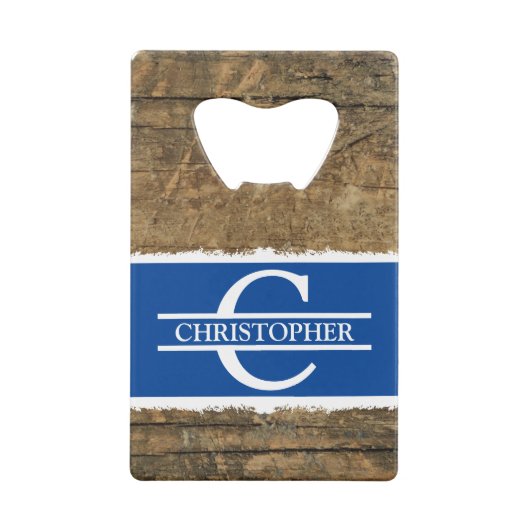 Nom initial customisé rustique faux bois bleu (Dos)