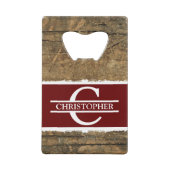 Nom initial customisé rustique faux bois bordeaux (Devant)