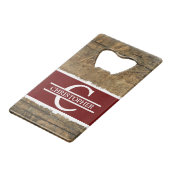 Nom initial customisé rustique faux bois bordeaux (Dos Angle)