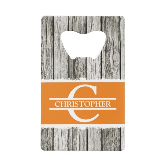 Nom initial customisé rustique orange blanc gris (Devant)