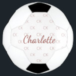 Nom initial du monogramme d'or rose blanc<br><div class="desc">Un texte blanc arrière - plan et rose de couleur or. Personnalisez et ajoutez vos initiales et votre nom de monogramme. Votre monogramme est initialisé en tant que motif arrière - plan.</div>