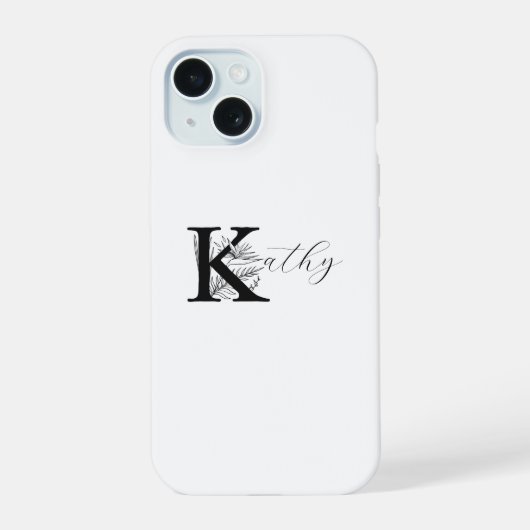NOM INITIAL K FLORAL AVEC MONOGRAMME BLANC MODERNE (Verso)