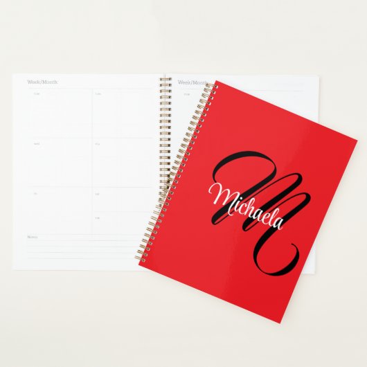 Nom initial minimaliste moderne monogramme rouge (Devant avec enveloppe)