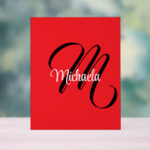 Nom initial minimaliste moderne monogramme rouge (Neutre)