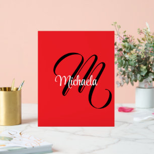 Nom initial minimaliste moderne monogramme rouge