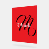 Nom initial minimaliste moderne monogramme rouge (Angle)