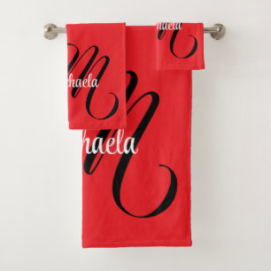 Nom initial minimaliste moderne monogramme rouge