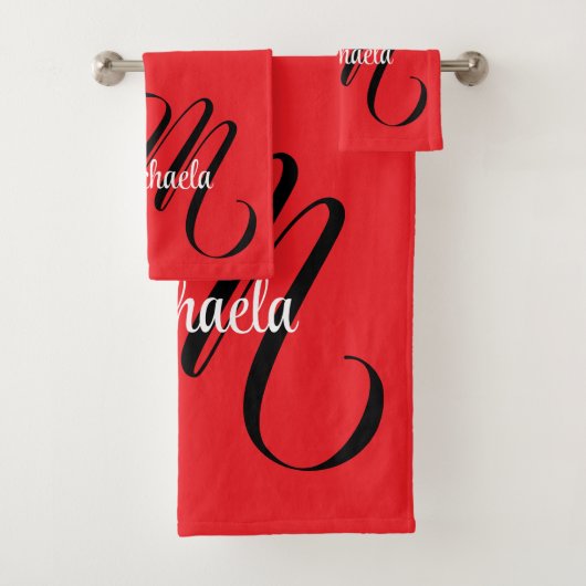 Nom initial minimaliste moderne monogramme rouge (En situation)