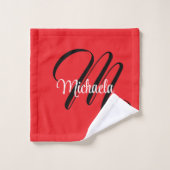 Nom initial minimaliste moderne monogramme rouge (Gant de toilette)