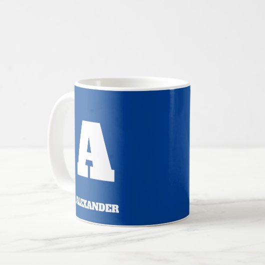 Nom Initial Mug Pour Lui Blue Big Letter (Devant gauche)