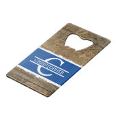 Nom initial personnalisé bois faux rustique bleu (Dos Angle)