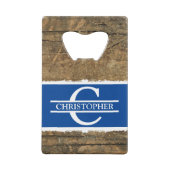 Nom initial personnalisé bois faux rustique bleu (Dos)