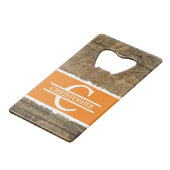 Nom initial personnalisé bois faux rustique orange (Devant Angle)
