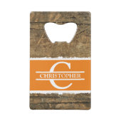 Nom initial personnalisé bois faux rustique orange (Dos)