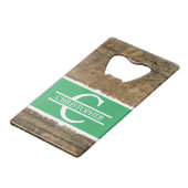 Nom initial personnalisé bois faux rustique vert (Dos Angle)