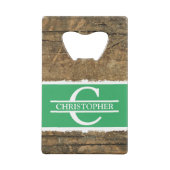 Nom initial personnalisé bois faux rustique vert (Dos)
