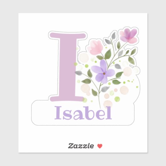 Nom & Initiale avec Sticker Design Floral Découpe (Feuille)