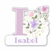Nom & Initiale avec Sticker Design Floral Découpe (Devant)