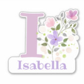 Nom & Initiale avec Sticker Design Floral Découpe (Devant)