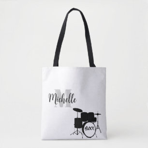 nom, initiale & noir sac fourre-tout de musique Dr
