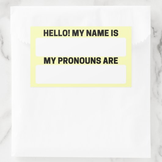 Nom jaune citron & Pronoun Étiquettes (Sac)