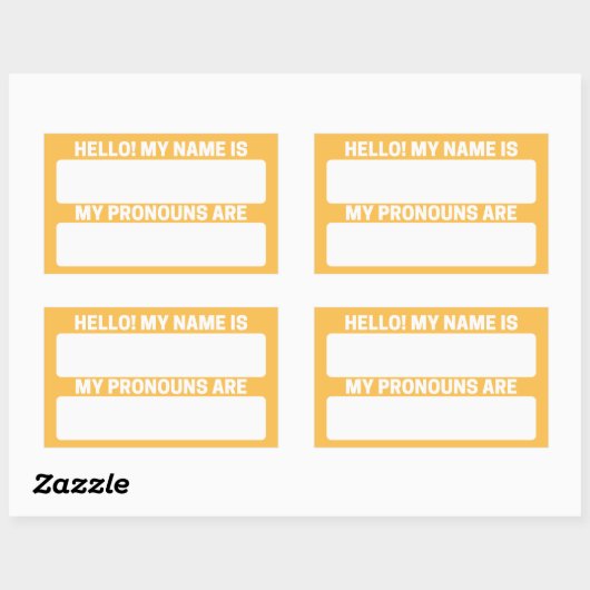 Nom jaune et Étiquettes Pronoun (Feuille)