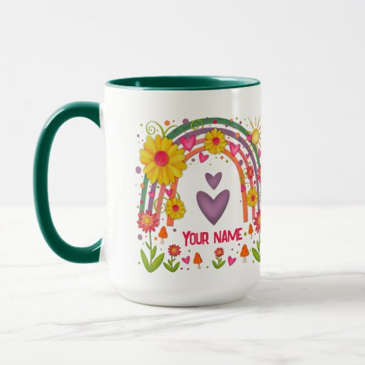 Nom Joyeux Rainbow Cute Inspirivity Coffee Mug (Gauche)