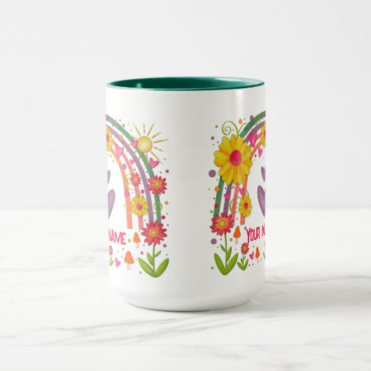 Nom Joyeux Rainbow Cute Inspirivity Coffee Mug (Centre)