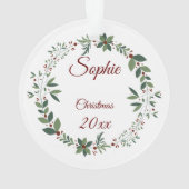 Nom Kid's Photo Burgundy Christmas Wreath (dos)