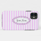 Nom Lilac rose coque iphone rayé horizontal (Dos (Horizontal))