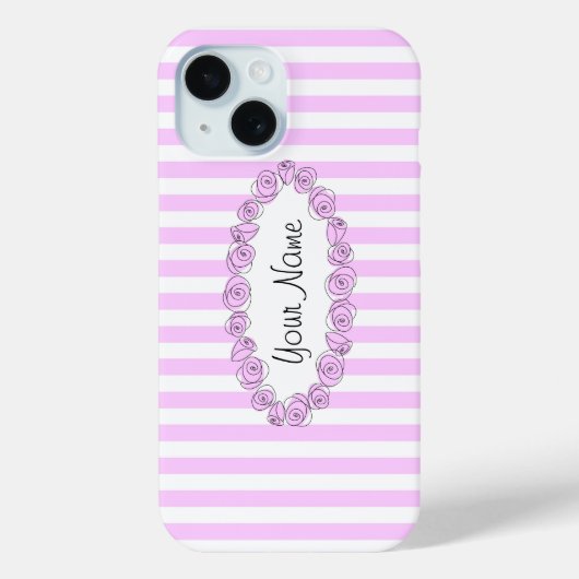 Nom Lilac rose coque iphone rayé horizontal (Verso)
