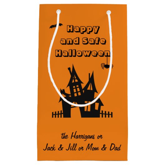 Nom Maison hantée Halloween Orange Petit sac cadea (Devant)